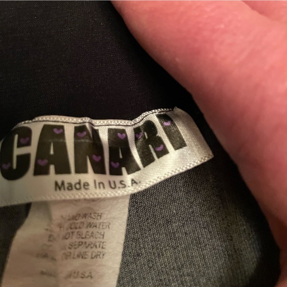 Palazzo Pants in black with hot pink & purple feathers. Size 1X. - Picture 6 of 12